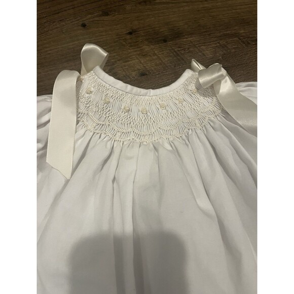 Bow Peep 9m White Smocked Bishop Dress Christening Baptism Heirloom Gown - Picture 9 of 12